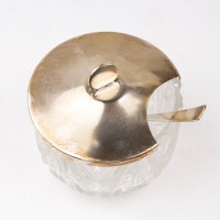 Cukiernica kryształowa, blacha złocona, XX wiek
